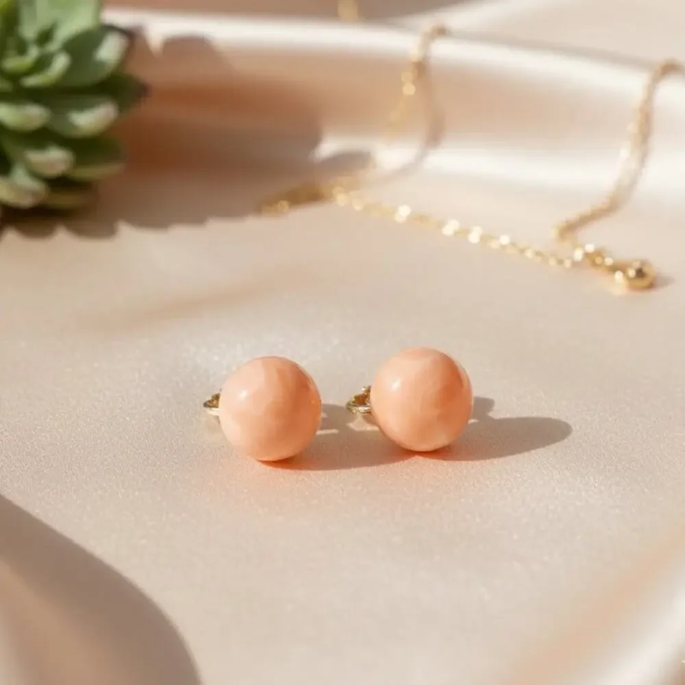 Vintage Bead Clip On Earrings Orange